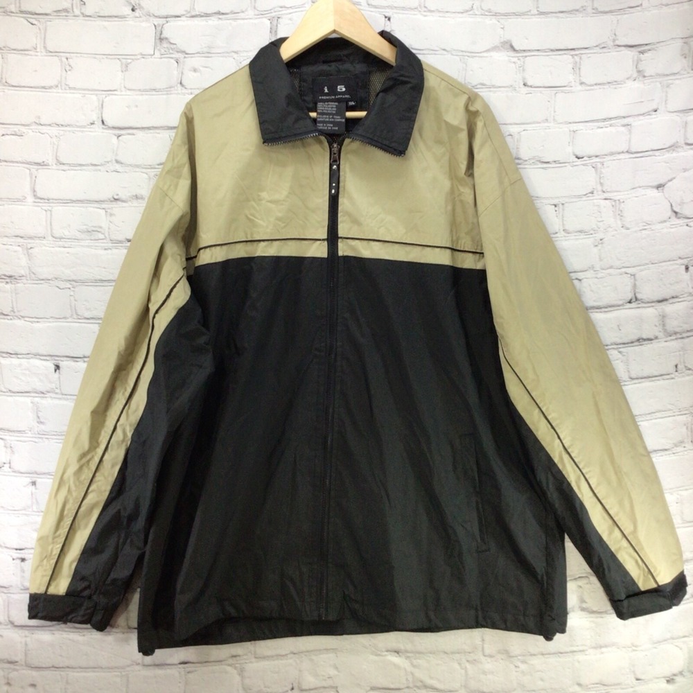 I‎ 5 Premium Apparel Windbreaker Jacket Mens sz XXL Cream Black
